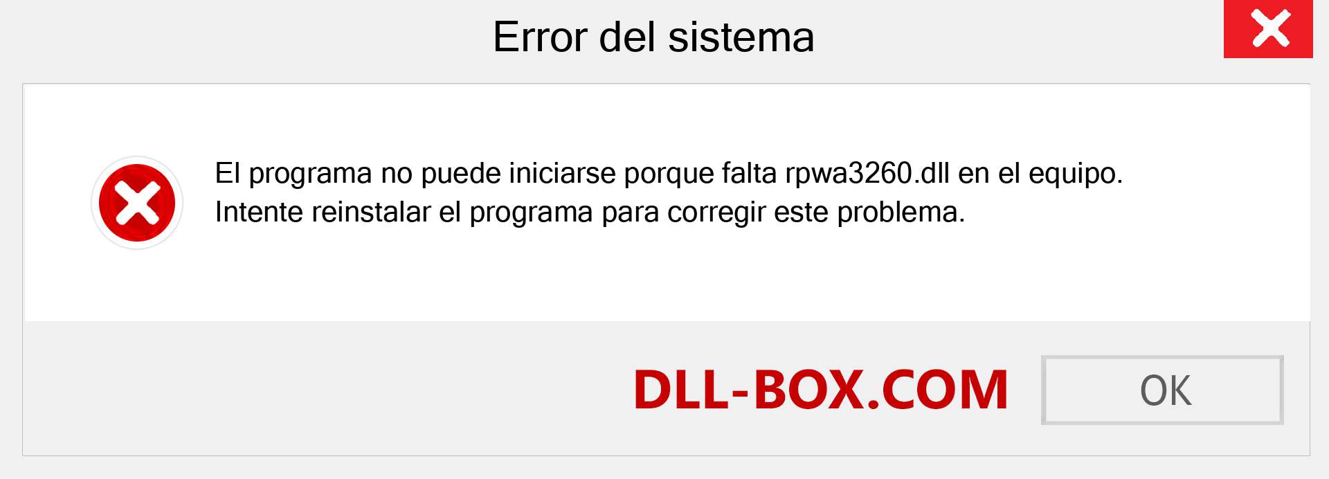 ¿Falta el archivo rpwa3260.dll ?. Descargar para Windows 7, 8, 10 - Corregir rpwa3260 dll Missing Error en Windows, fotos, imágenes